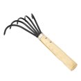 thumbnail image 1 of Heavy Duty Garden Hand Rake, Hand Rake Soil Tiller with 5 Carbon Steel Tines, Ergonomic Wooden Handle, Precise Handling, for Cultivating, Tilling, Aerating Soil, 1 of 7