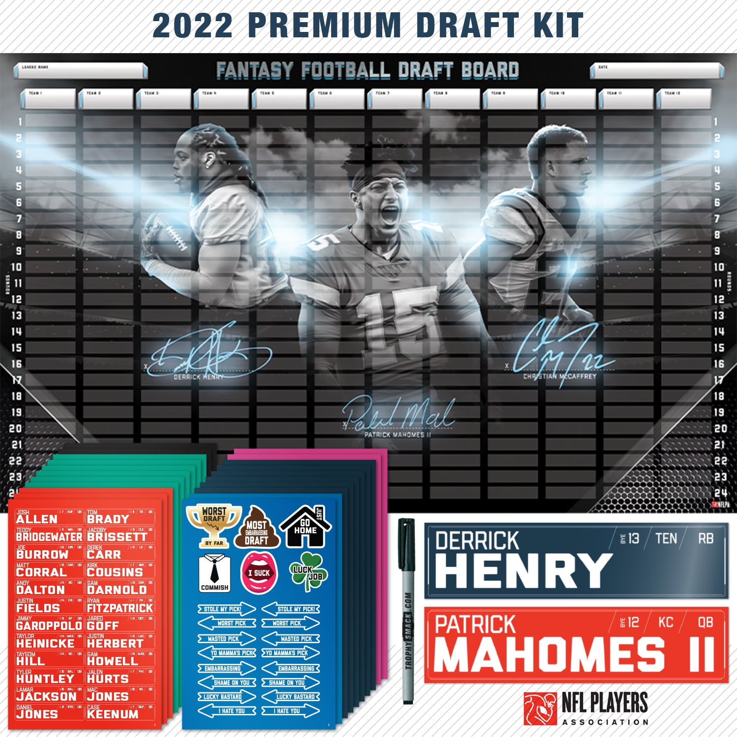 2023 NFL Superstar Fantasy Football Draft Board Kit- 12, 10, 8 team