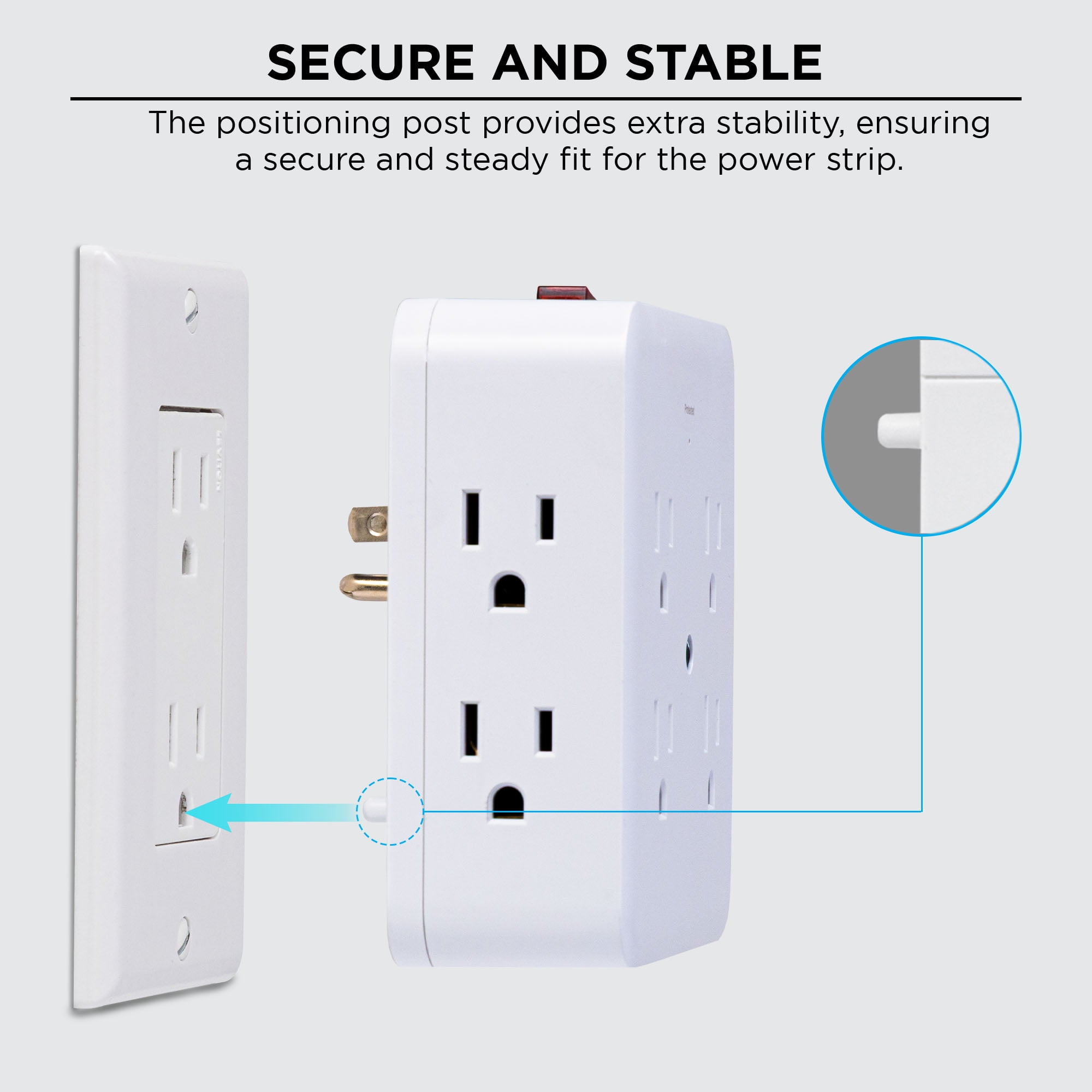 Merkury Innovations 8-Outlet Surge Protector USB Wall Tap, 2 USB-A & 1 USB-C, 900J Protection