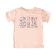 thumbnail image 2 of Six Ink-Printed Pink Embroidered Sixth Birthday Shirt for Girls Floral Age 6 Birthday Outfit Peach Shirt Youth Medium, 2 of 5