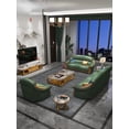 thumbnail image 4 of Ebony leather sofa European solid wood carved villa head floor cowhide light luxury new Chinese living room My Lux Decor Round, 4 of 18