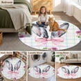 thumbnail image 5 of Easter Round Area Rug 5Ft Washable Circle Rugs for Living Room Bedroom, Cute Rabbits Ears Bow Daisy Flower Watercolor Plaid Non-Slip Carpet Floor Mats Indoor Outdoor Carpet Runner Home Decor, 5 of 8