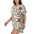 thumbnail image 2 of Kdxio Hawaiian Style Print Pajamas Sets for Women Short-Sleeved Pjs with Lounge Shorts Two Piece Sleepwear S-4XL, 2 of 9