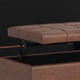 thumbnail image 3 of Harrison 40 inch Wide Transitional Large Square Coffee Table Storage Ottoman in Distressed Saddle Brown Vegan Leather, 3 of 11