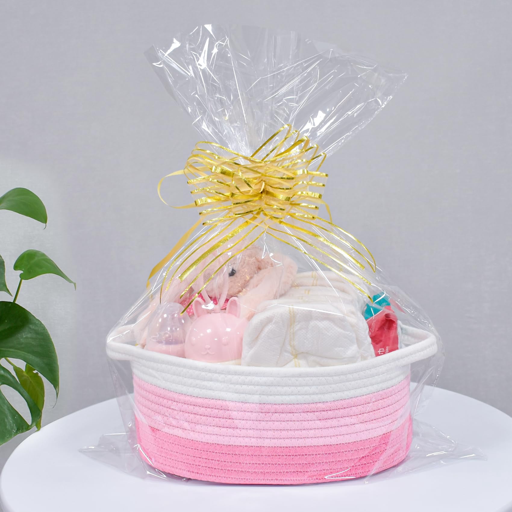 Soft Rope Woven Storage Basket with Handles, Compact Decorative Organizer Bin for Dog & Cat Toys, Shelf Storage & Easter Gift Basket