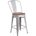 thumbnail image 2 of Home Square 24" Metal Counter Stool in Silver and Wood Grain - Set of 2, 2 of 5