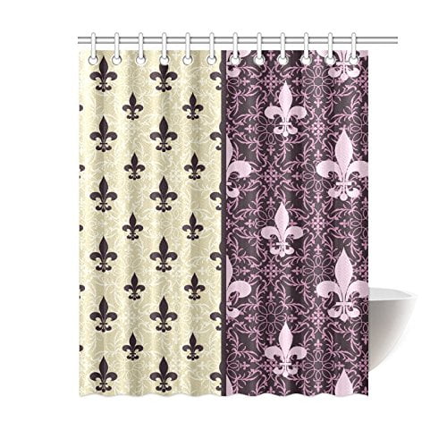 ARTJIA Fleur De Lis Bathroom Waterproof Fabric Shower Curtain 66x72