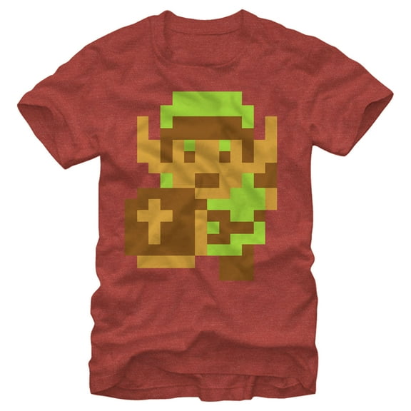Men's Nintendo Legend of Zelda Pixel Link  Graphic Tee Red Heather X Large