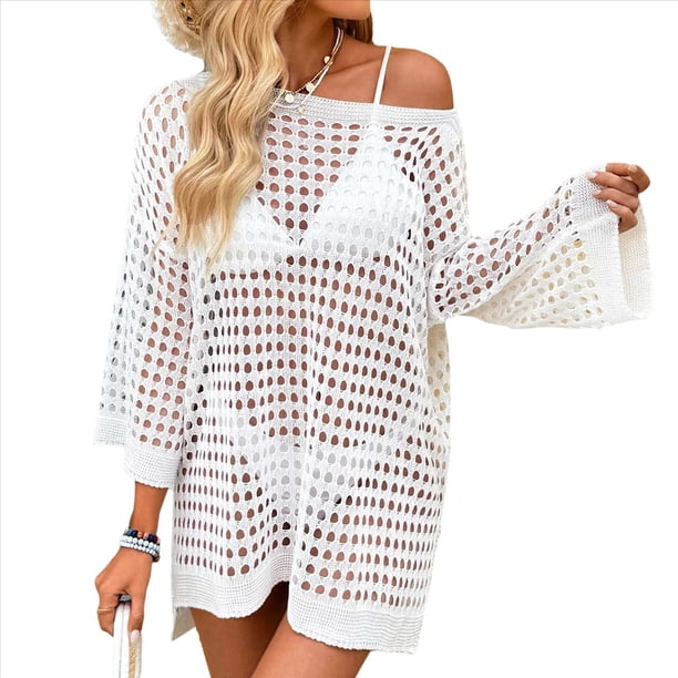 Traje de Baño de Verano para Mujer, de Crochet, de Corta, Tejido para Playa. un Tamaño