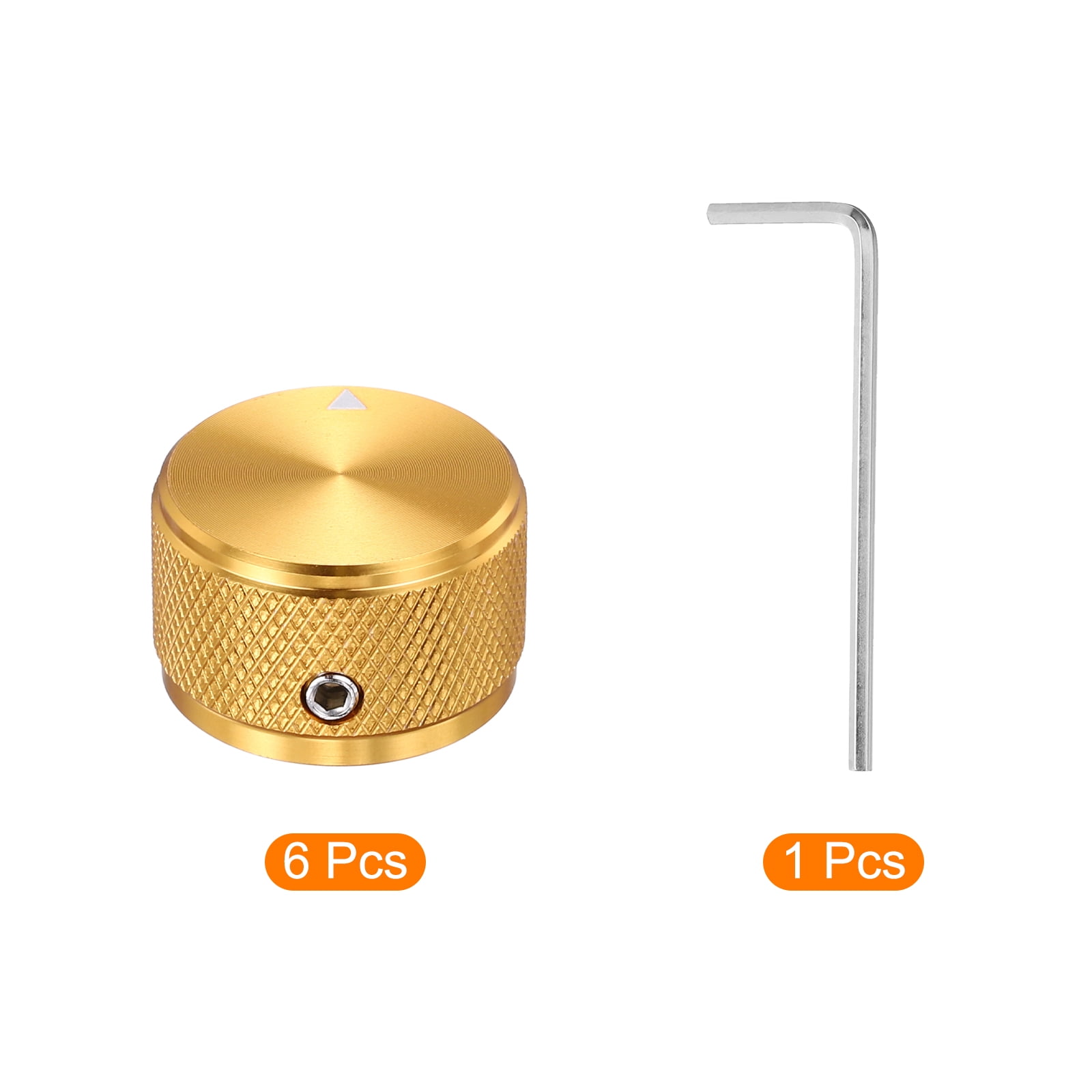 Uxcell 6 Pcs Aluminium Potentiometer Knobs, 1/4" (6mm) Universal Volume Tone Control Knobs for Guitar, Bass, Diamond 5/8" Gold