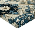 thumbnail image 2 of Ambesonne Ethnic Fitted Sheet, Mosaic Look Azulejo Inspired, King Size, Off White Cadet Blue, 2 of 3