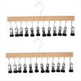 thumbnail image 1 of Percha de Madera para Pantalones, Perchas de Madera para Pantalones con 12 Clips Antideslizantes, Juego de 2 Organizadores de Legging para Armario, Sujeción de Perchas, 1 of 7