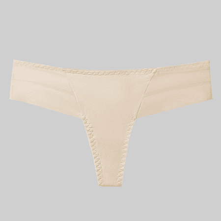 Fulorrnie Underwear for Women No Show Seamless Comfort Thong Panties Elastic Waist Banded Moisture Wicking High Waisted Panty  Beige  XL