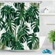 thumbnail image 1 of Cortina de ducha con hojas de palmera tropical de jungla con 12 ganchos, 180 x 180 cm, fondo blanco de monstera verde, cortinas de baño resistentes al agua, a prueba de moho, tela de, 1 of 4