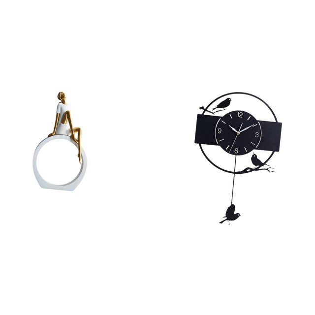 Estatua de niña, figura de resina, escultura de mujer, reloj de pared, reloj de pájaro, elegante diseño abstracto moderno, decoración acrílica, ideal