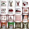 thumbnail image 2 of Yidarton Christmas Pillowcase Red Plaid Car Sofa Cushion Cover Elk Christmas Decoration Printing Pattern Pillow Case, 2 of 6