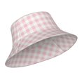 thumbnail image 2 of Kll Pink Checkboard Bucket Hat For Women Men Packable Travel Beach Sun Hat Outdoor Rave Accessories Reflective Fisherman Cap, 2 of 9