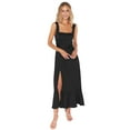 thumbnail image 2 of Womens Ruffle Dresses Square Neck Split Summer Dress Wedding Party Bridesmaid for Women'S Club Night Out Dresses Black S, 2 of 8