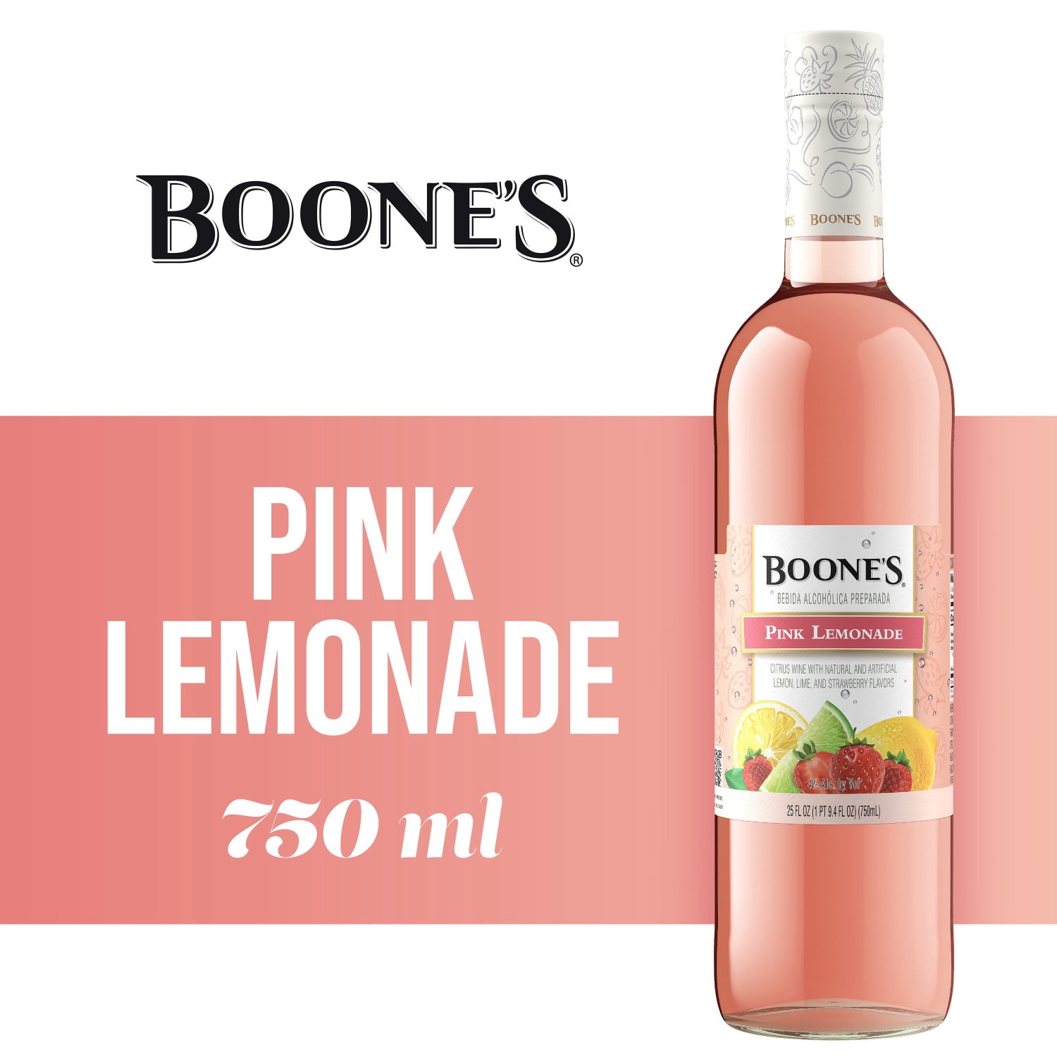 Boones Pink Lemonade Wine 750ml, 4% ABV