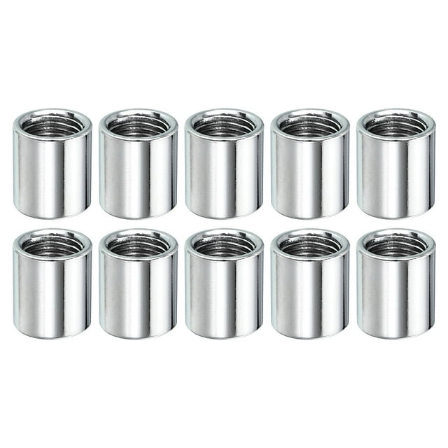 Unique Bargains Round Coupling Nut M10x1mm 15mm Threaded Sleeve Connector Rod Bar Stud Tube 10 Pack