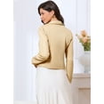 thumbnail image 3 of DARING DIVA Women's Vintage Notched Lapel Long Sleeve Cropped Blazer L Apricot, 3 of 6