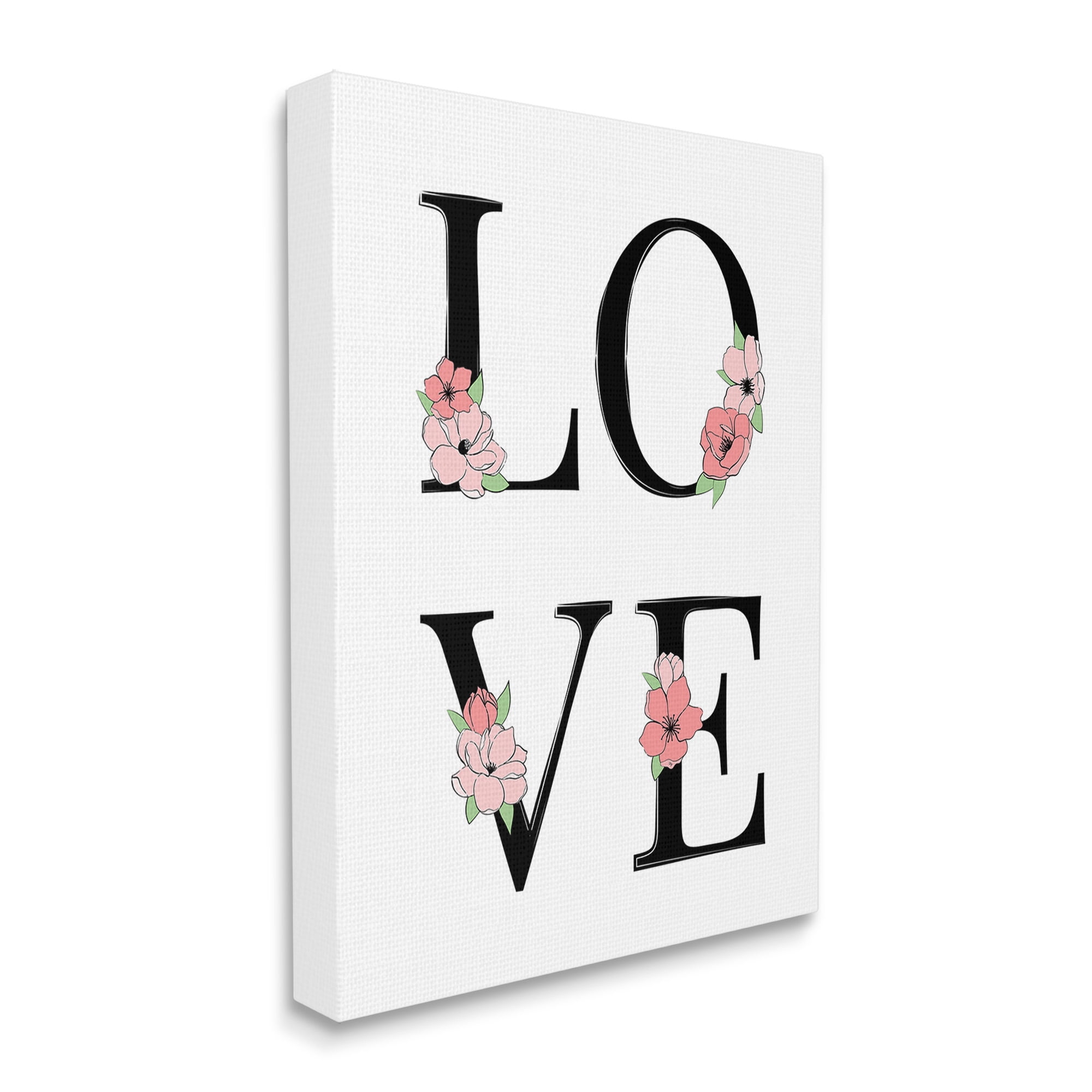 Stupell Industries Love with Floral Letters Botanical & Floral Painting Gallery Wrapped Canvas Art Print Wall Art, 24 x 30