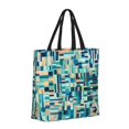 thumbnail image 2 of ZNDUO Green Watercolor Abstract Texture Pattern Large Tote Bag, Zipper Lightweight Beach Tote, 2 of 8