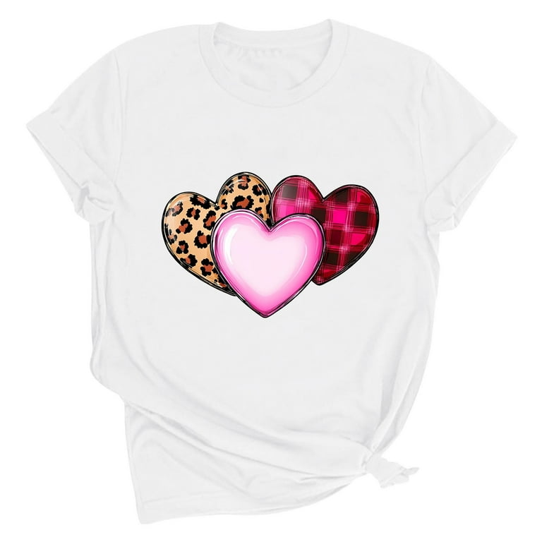 Hxshgdsn Womens Valentines T Shirt Graphic Heart Printed Short