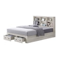 thumbnail image 4 of Home Design Salina Queen Bookcase Platform Bed with 2 Drawer, Light Gray, 4 of 6