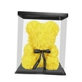 thumbnail image 4 of Oso de rosas con caja, adorable oso de flores preservadas, regalo artificial para bodas y fiestas. Amarillo, 4 of 9
