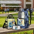 thumbnail image 2 of Kuiaobaty 3 Pcs Clear Backpack and Lunch Bag Set for Teen Boys Large Capacity Clear Backpack and Pencil Case Lightweight School Bag with Lunch Box for School Stadium, Water Fire Shark Print, 2 of 5