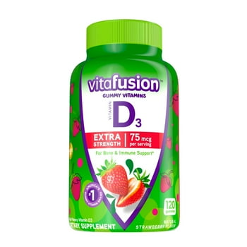 vitafusion Extra Strength  D3 Gummy s for  and Immune System Support, Strawberry Flavored, 120 Count