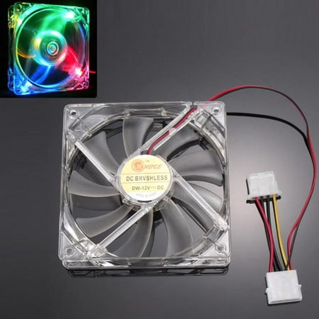 Colorful Quad 4-LED Light Neon Clear 120mm PC Computer Case Cooling Fan