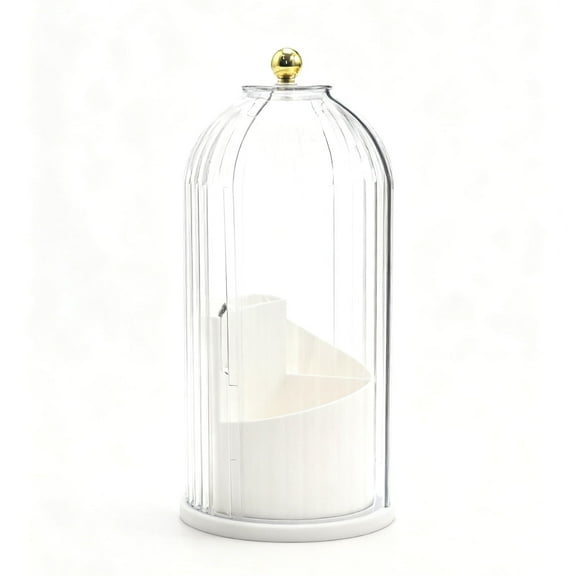 Dustproof 360-Degree Rotating Makeup Brush Holder, Transparent Lid Design Organizer, for Vanity Bathroom Countertop
