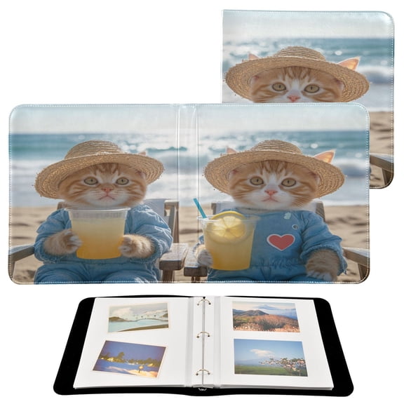 BZSMCE Photo Album Book Scrapbooking Cats on Beach Printed Picture Album