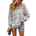 thumbnail image 2 of Camisa Suave, Encaje Empalmado Tejido Suave Transpirable Mujer Blusa Escote V Para Trabajo Para Fiesta ANGGREK Otros, 2 of 8
