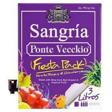 Ponte Vecckio Sangria Red Wine, Puerto Rico, 3 Liters Carton Box, 9% ABV