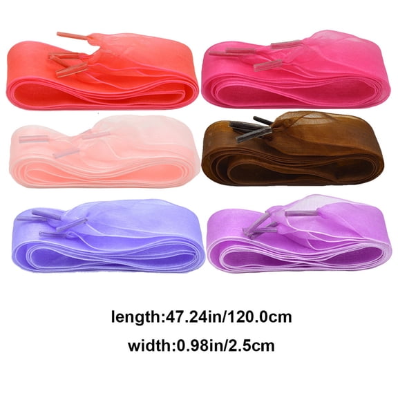 DRAFIDEEP 6Pairs Wide Shoelace Chiffon Material with Assorted Colors for Casual Athletic Footwear