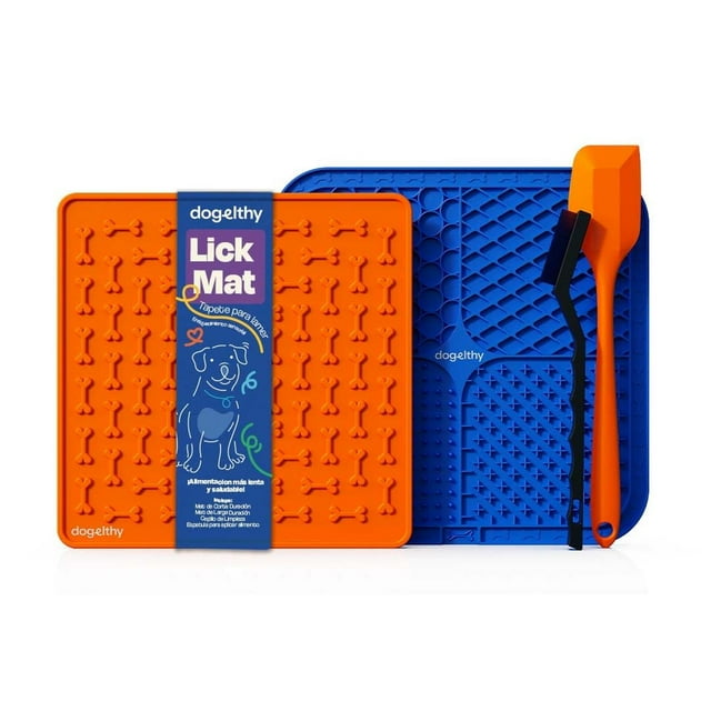 Set de Alfombrillas para Lamer Dogelthy Azul y Verde con Ventosas para Perro y Gato