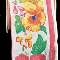 The Ribbon People Peach Pink and Green Pansies Printed Wired Craft Ribbon 1.5" x 22 Yard
