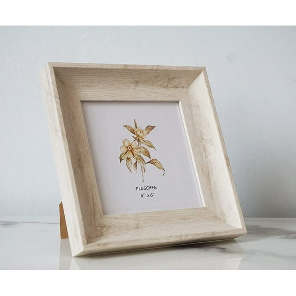 6x6 Square Picture Frame, 6x6 Resin Picture Frame, Cream Colour Photo Frame, For Wall and Desktop Display, Plexiglass (6x6)