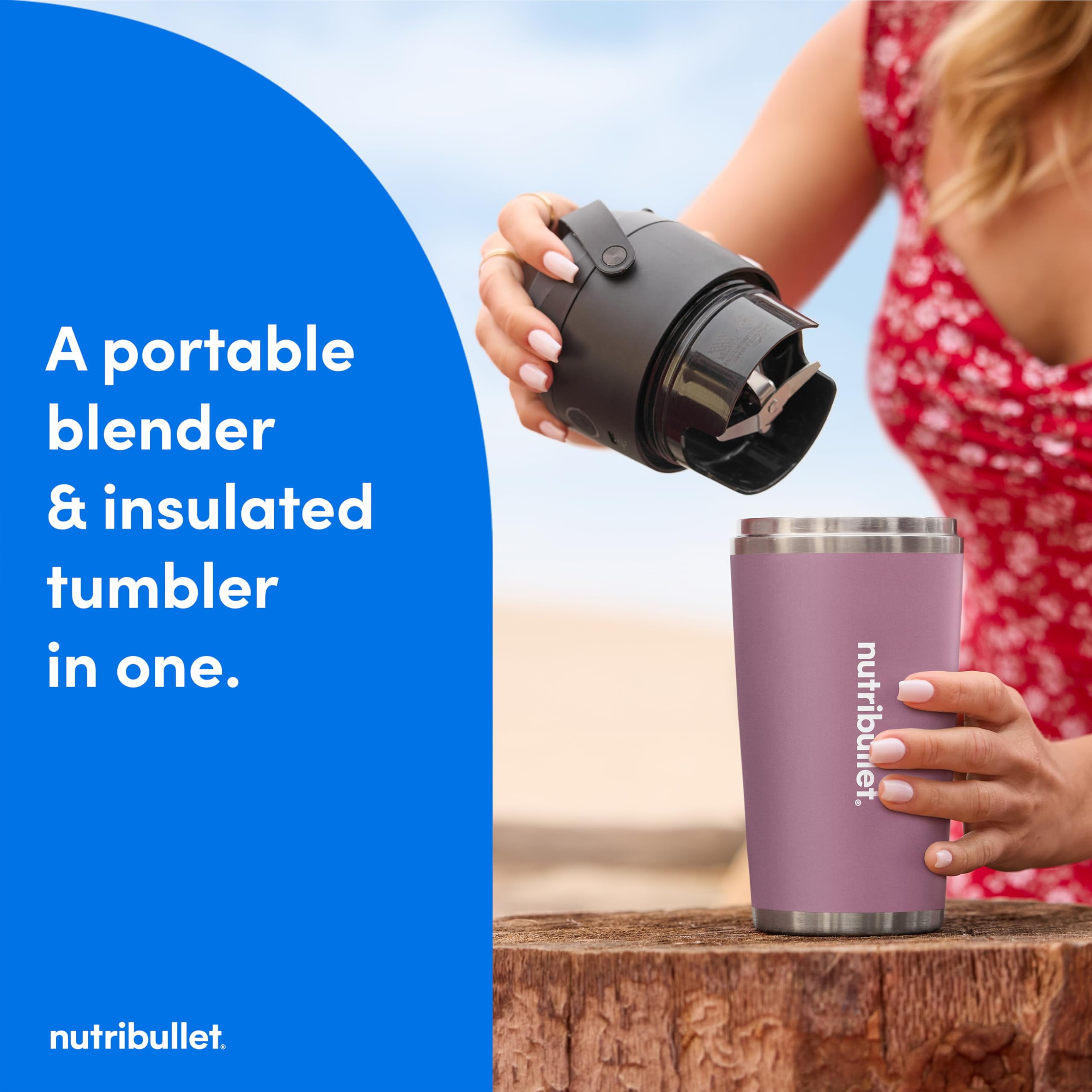 nutribullet Flip Portable Blender with Insulated Cup, Lavender, NBPB50350LAV