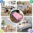 thumbnail image 4 of Pink Breast Cancer Ribbon Floral Pattern Rectangle Tablecloth 60"x84",Waterproof Polyester Rectangle Table Cloth, Wipeable Spillproof Polyester Tablecloth for Dining, Camping, Indoor and Outdoor, 4 of 5