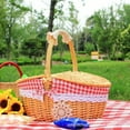 thumbnail image 2 of Simple Cute Wicker Carry-on Handle Storage Baskets Picnic Basket with Lid Fruit Food Basket Home Organization Accessories 2024, 2 of 5