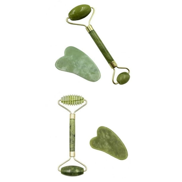 Rodillo de Facial de Doble Cabeza shamjiam Rodillo masajeador de jade natural