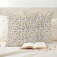 thumbnail image 3 of Spring Flowers Pillow Covers 2 Pack Watercolor Purple Dragonfly Green Floral Leaf Linen Texture Pillowcase Waterproof Outdoor Throw Pillow Cover for Patio Garden Square Cushion 16”x16”, 3 of 9