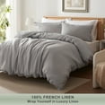 thumbnail image 2 of TOSMO 100% Linen Duvet Cover Set with Button Closure, 3 Pieces (1 Duvet Cover with 2 Pillowcases), Soft Breathable Durable Farmhouse Bedding, 2 of 6