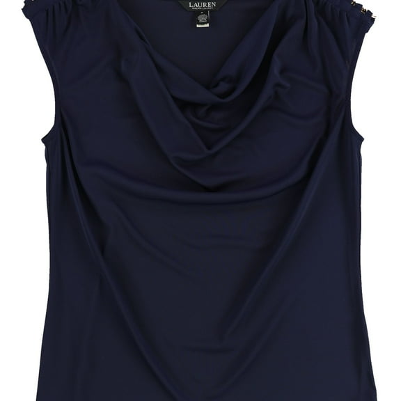 Ralph Lauren Womens Solid Sleeveless Blouse Top, Blue, Medium
