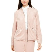 Alfani Women's Petite Faux-Suede Zip-Pocket Jacket Dark Pink Size Petite