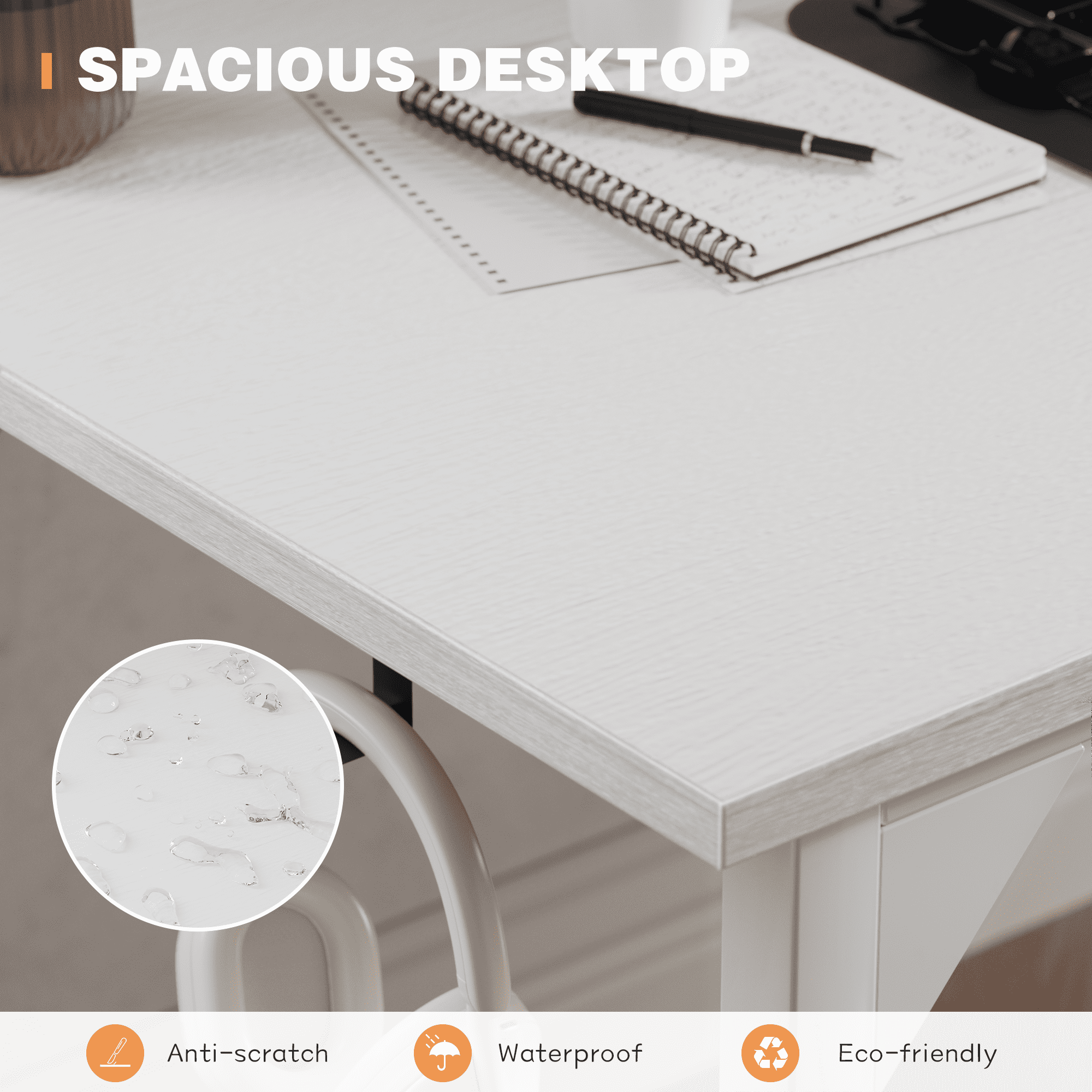 Lacoo Computer Desk 31 Inch Small Office Desk Modern Writing Desk with Storage Bag Work Study Table with Headphone Hook for Home Office, White